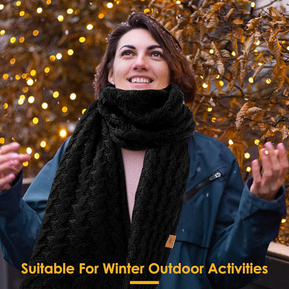 PAGE ONE Women'S Ribbed Knit Scarf Winter Warm Long Big Wrap Cashmere Wool Thick Large Chunky Scarf for Women