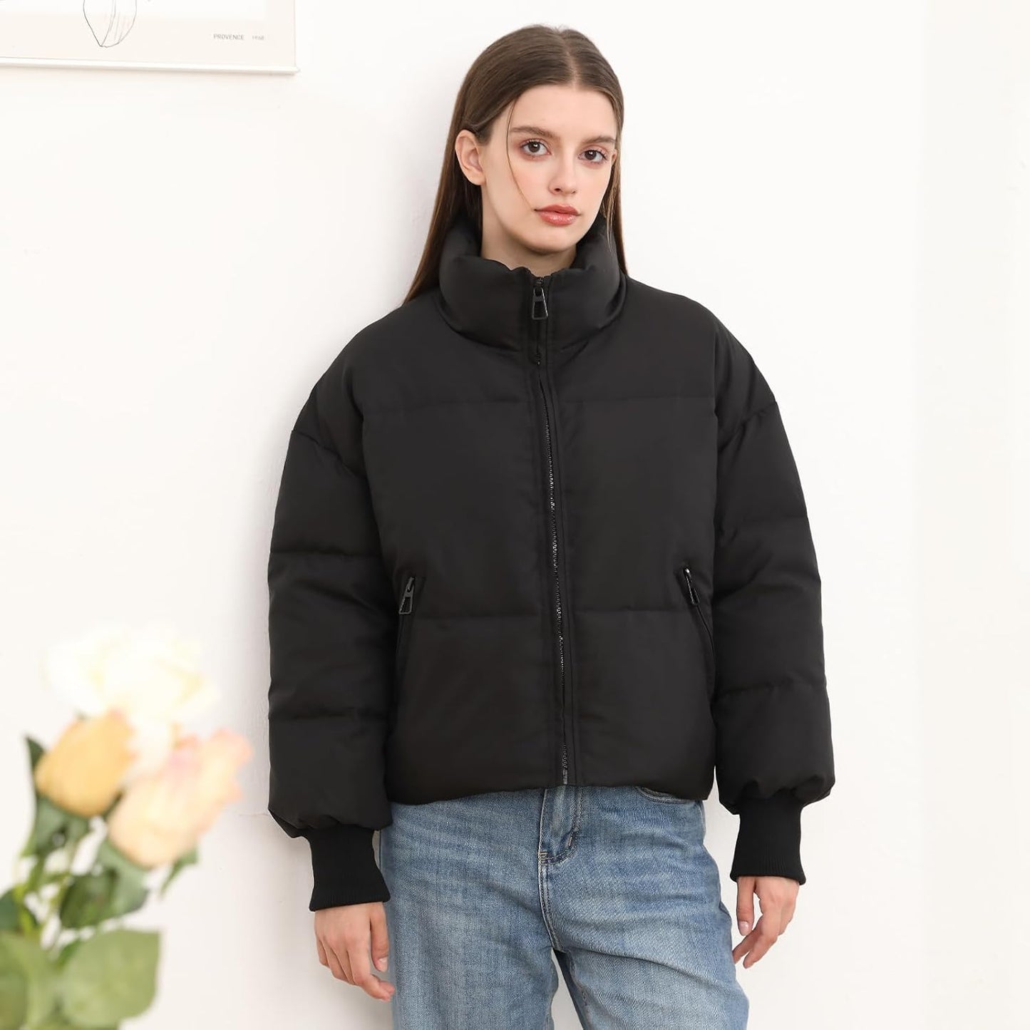 Side view showing cropped length and baggier silhouette