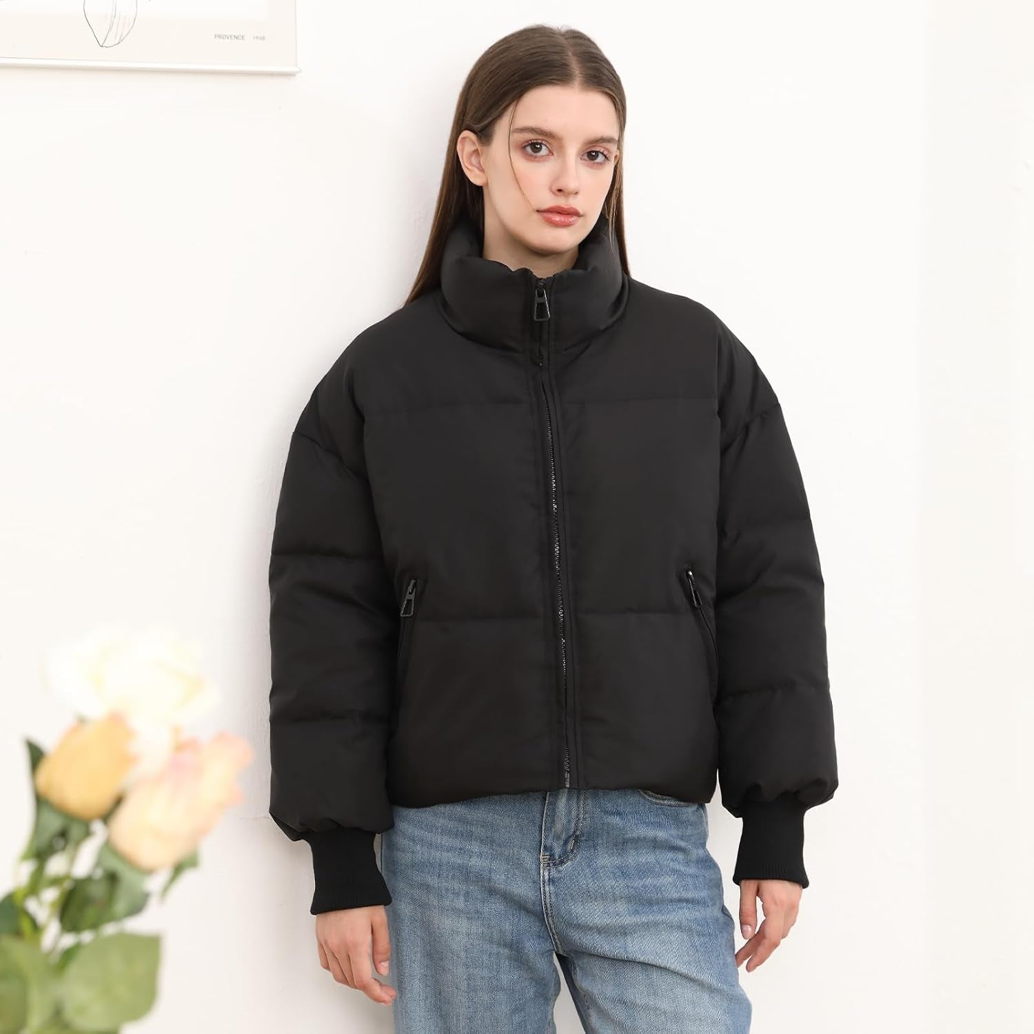 Side view showing cropped length and baggier silhouette