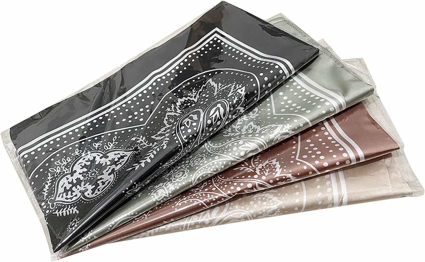 4Pcs Silk Feeling Scarf Square Satin Head Scarf for Women Neck Hair Scarves Wraps Headscarf Hair Bandanas Night Sleeping Wrapping, 26.5×26.5 Inches