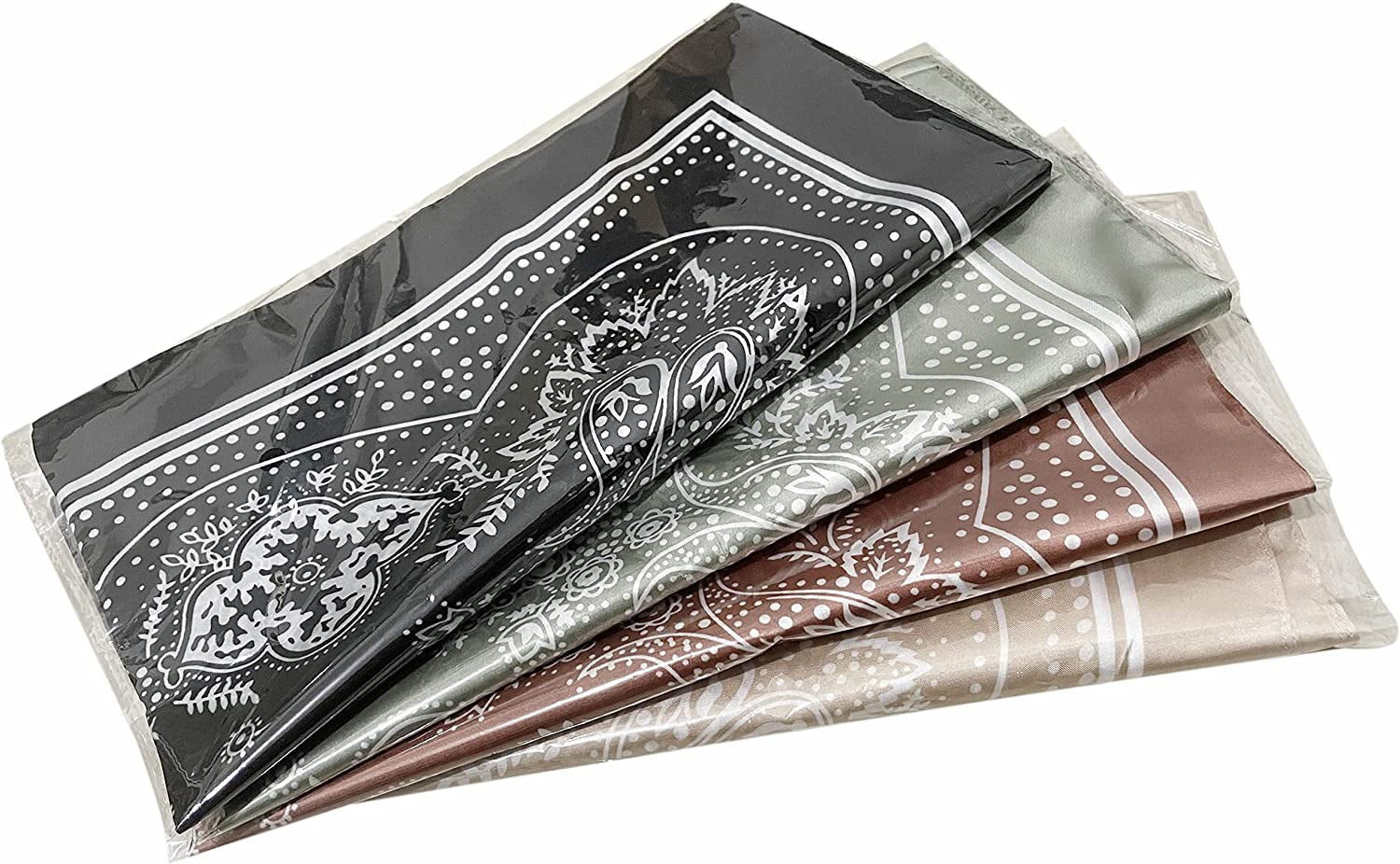 4Pcs Silk Feeling Scarf Square Satin Head Scarf for Women Neck Hair Scarves Wraps Headscarf Hair Bandanas Night Sleeping Wrapping, 26.5×26.5 Inches