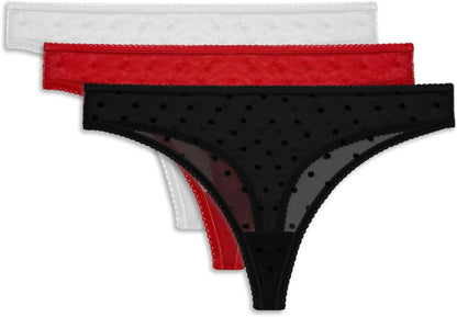 Sexy women's lace thongs in low-rise breathable fabric