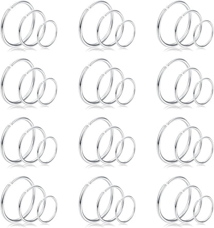 Drperfect 36Pcs 20G Nose Ring Hoop for Women Men 316L Stainless Steel Helix Tragus Lip Septum Ring Cartilage Earring Hoop Piercing Jewelry