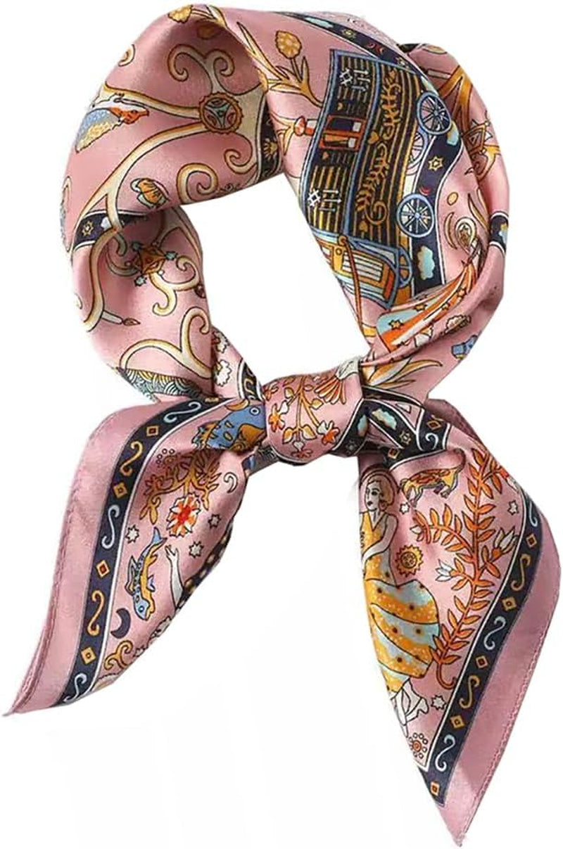 ANDANTINO 100% Mulberry Silk Square Scarf for Hair-25.6" X25.6'' Women Men Natural Silk Neckerchief Digital Printed Headscarf