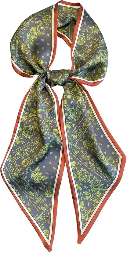 Head Scarf Hair Neck Scarves for Women Purse Bag Scarfs for Handbags Silky Long Thin Satin Headscarf Fashion