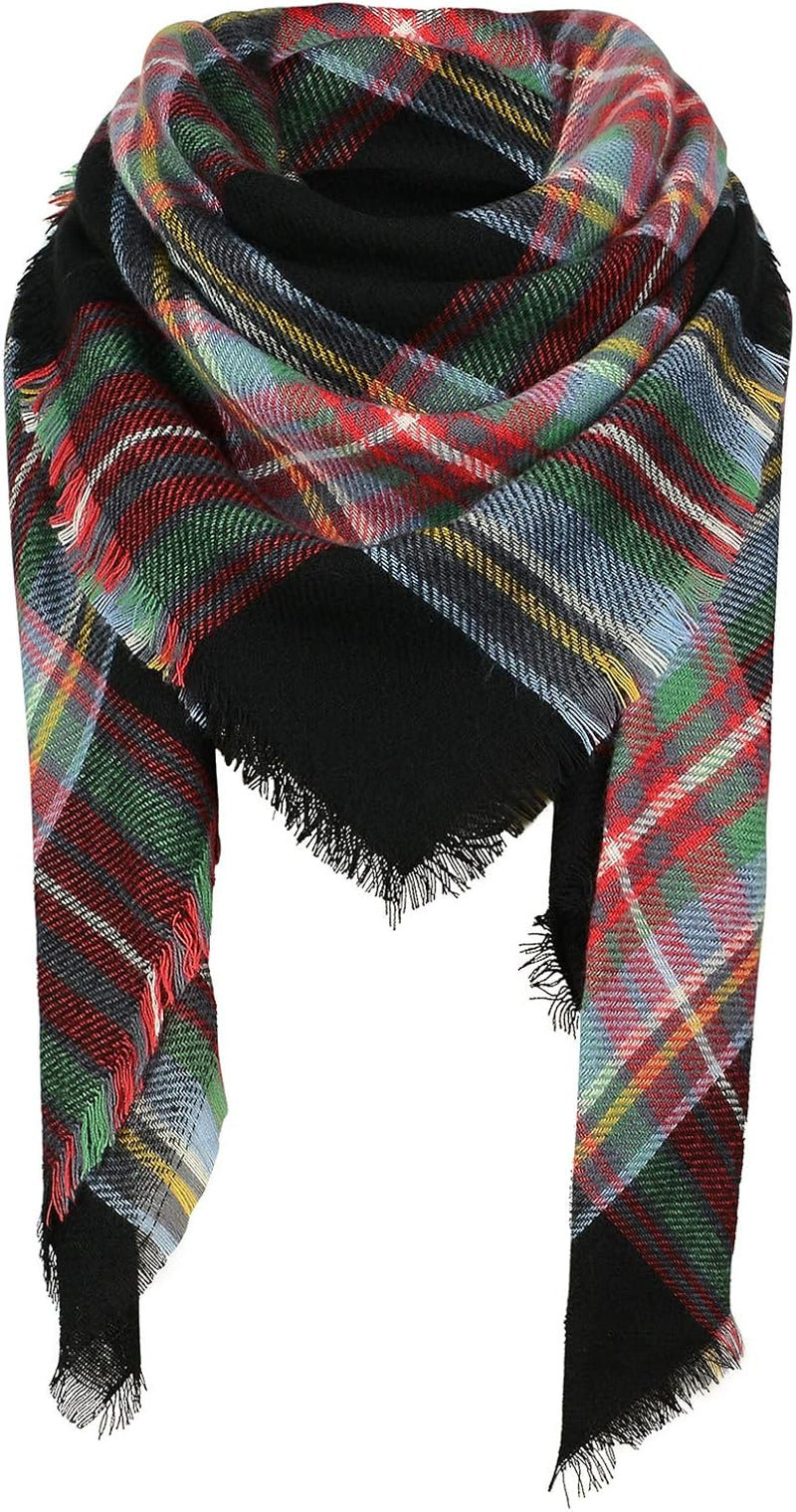 American Trends Womens Fall Winter Scarf Plaid Tassel Soft Warm Blanket Scarves Womens Shawl Wraps