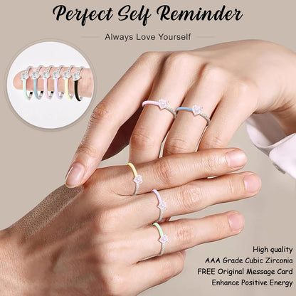 Love Me until I'M Me Again Black Heart-Cut Half Enamel Ring, Black Heart Self-Love Ring, Jewelry Birthday Gifts for Women, Daughter, Wife, Friends