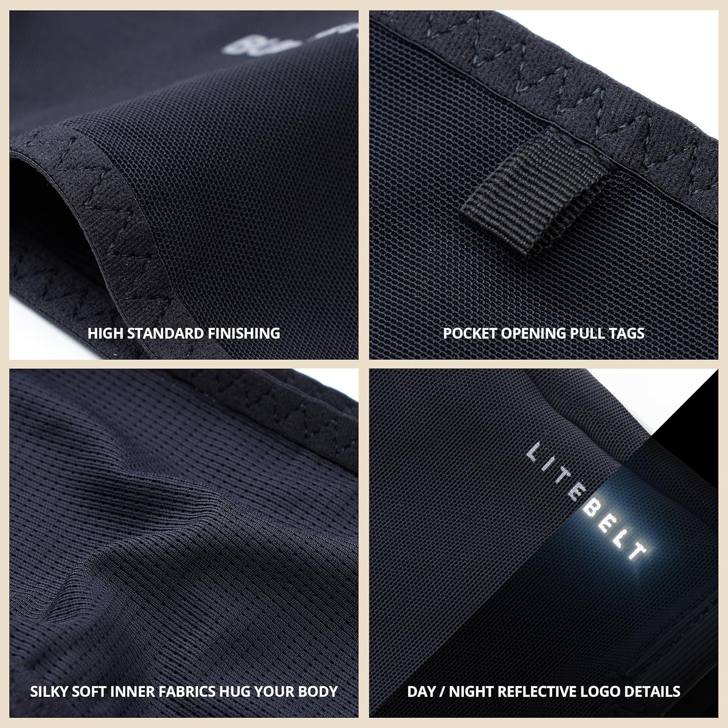 LiteBelt running belt side pockets for keys and cards