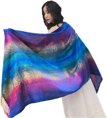 Fashion Women'S Silk Scarf Luxury Satin Shawl Wraps