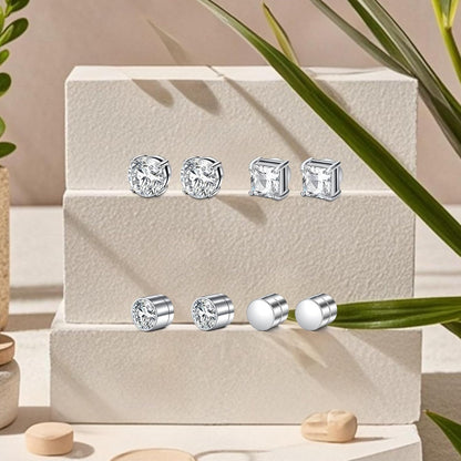 Affordable fake diamond stud earrings silver cubic zirconia