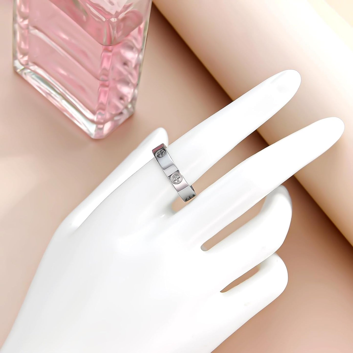 Love Promise Gold Ring for Women: Dainty Stainless Steel Ring Cubic Zirconia Wedding Band Engagement CZ Friendship Rings 18K Gold Silver Rose Gold Plated Birthday Gifts Dainty CZ Jewelry Size 5 6 7 8 9 10