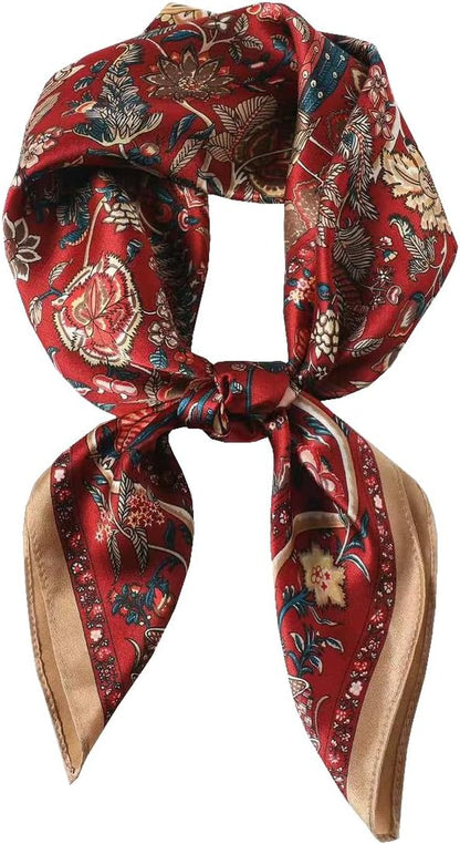 ANDANTINO 100% Mulberry Silk Square Scarf for Hair-25.6" X25.6'' Women Men Natural Silk Neckerchief Digital Printed Headscarf