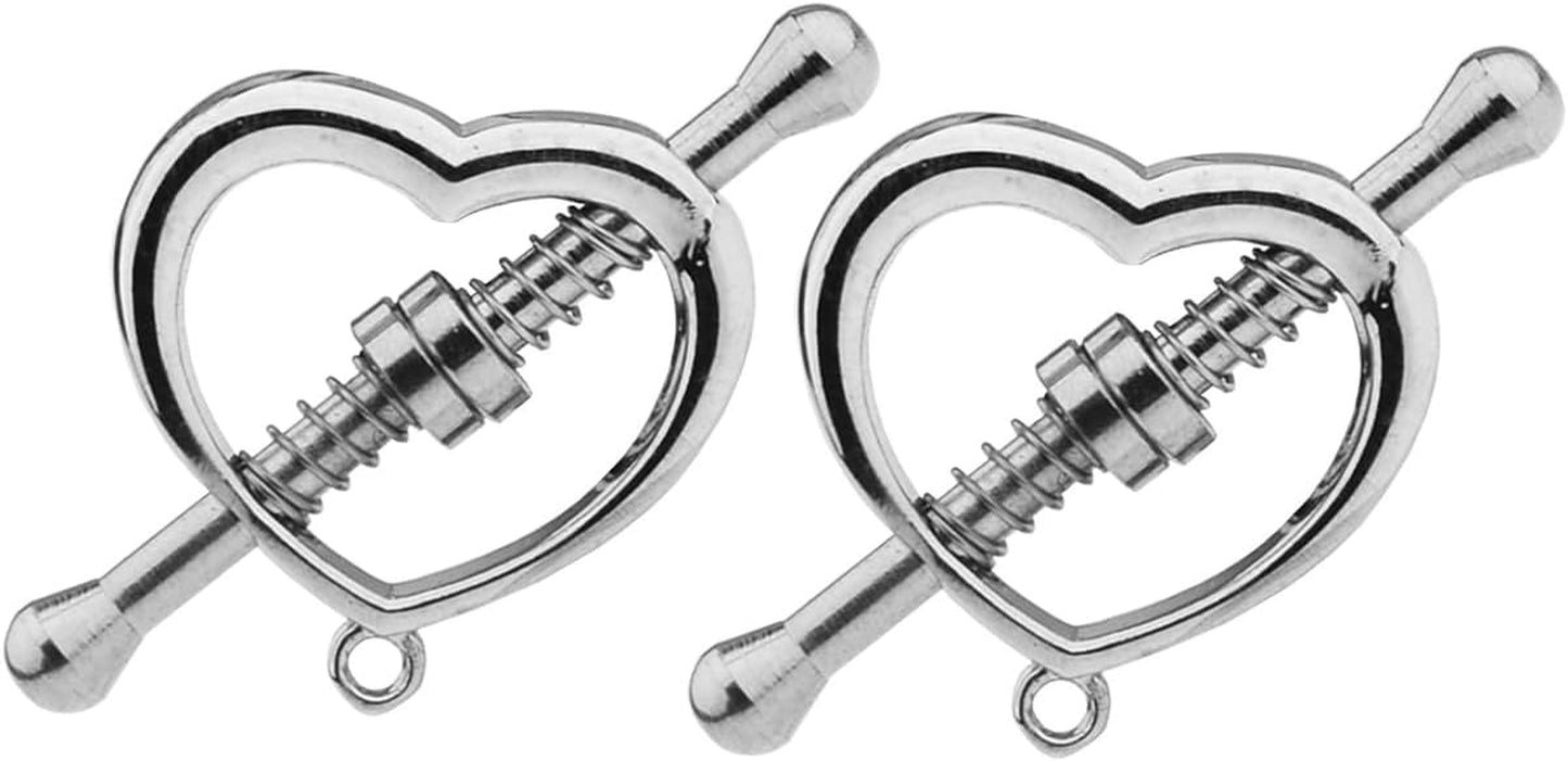 2Pcs Non-Piercing Nipple Rings with Weight Pendant - Stainless Steel Clips Adjustable Body Jewelry Fake Nipple Piercings