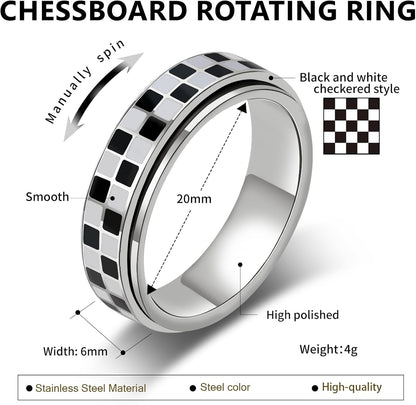 Black and white pattern design of anxiety relief ring jewelry