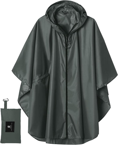 Saphirose Unisex Rain Poncho Waterproof Raincoat Hooded for Adults Women with Pockets