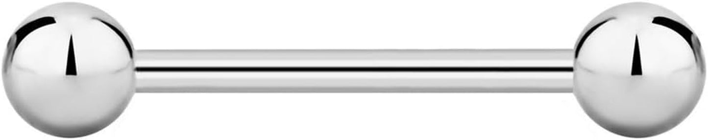 Forbidden Body Jewelry Nipple Barbell, Nipple Bars, Silver Nipplerings Piercing Surgical Steel 8G - 18G Straight Barbell Body Jewelry (Sold Individually)