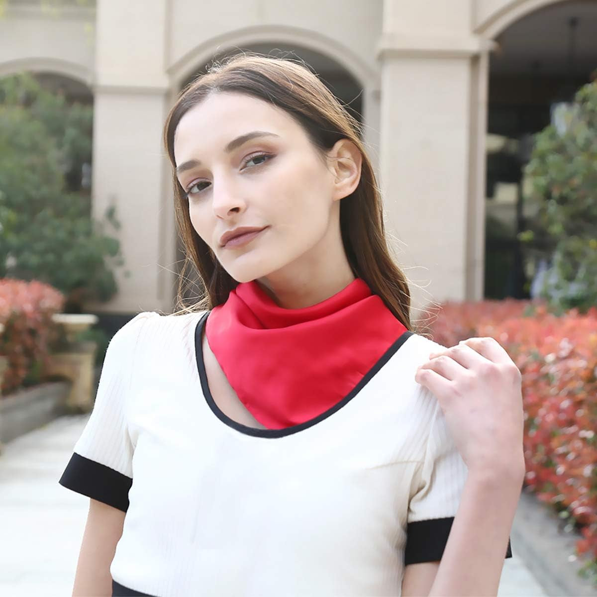 Scarf Satin Square Neck Hair Scarfs for Women 27" X 27"