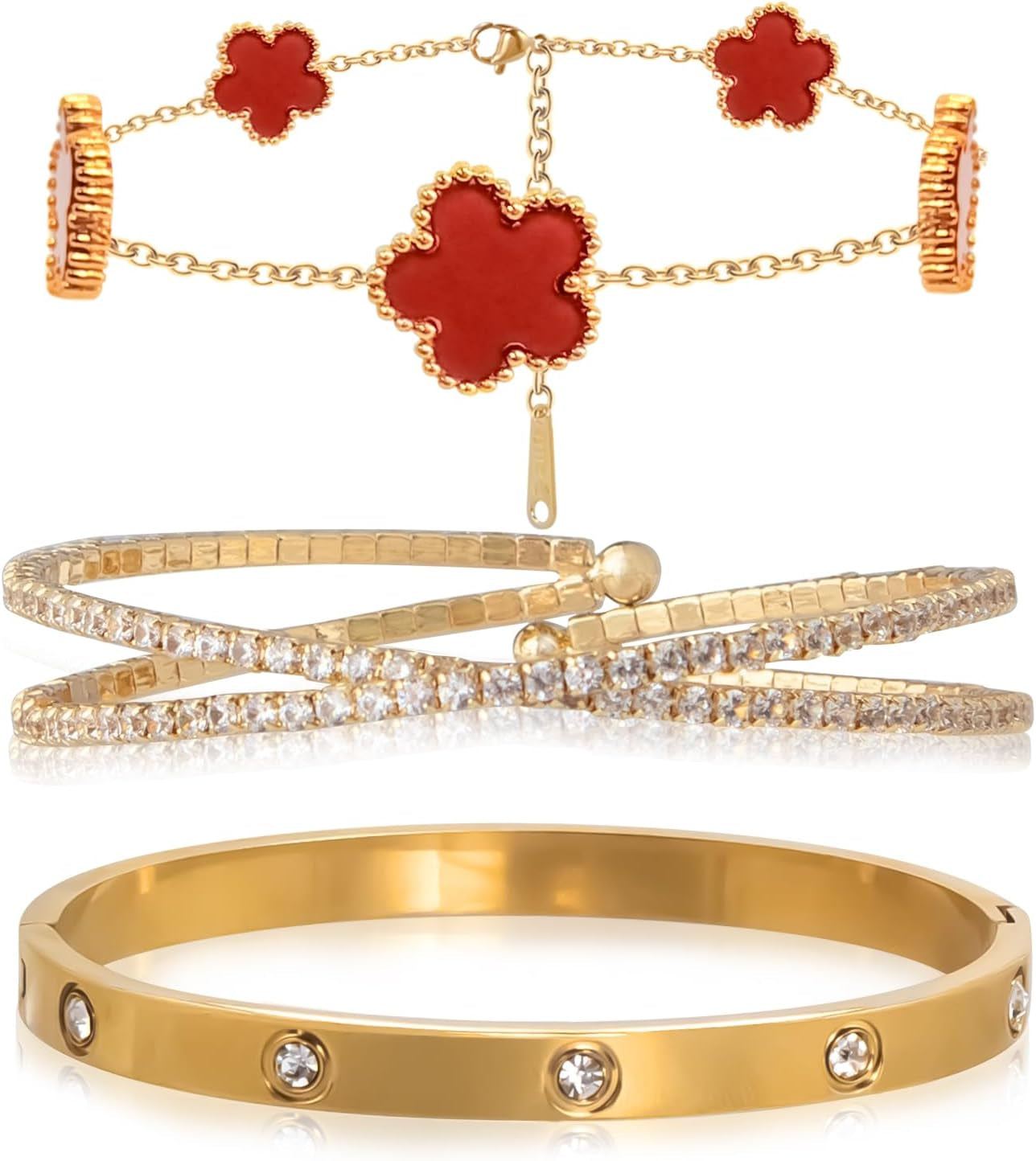 Floral bangle bracelet set gift for wife girlfriend