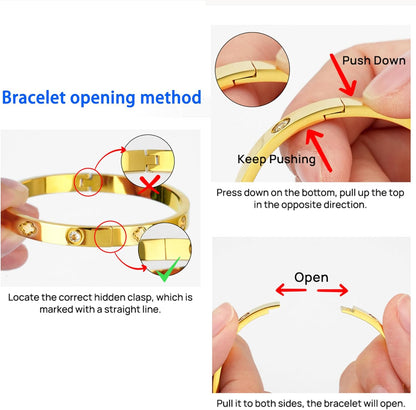 Clover Bracelet for Women, Stainless Steel Four Leaf Clover Bracelet, 18K Gold Plated Stackable Bracelet Jewelry, Lucky Love Cuff Bangle, Birthday Gift for Women