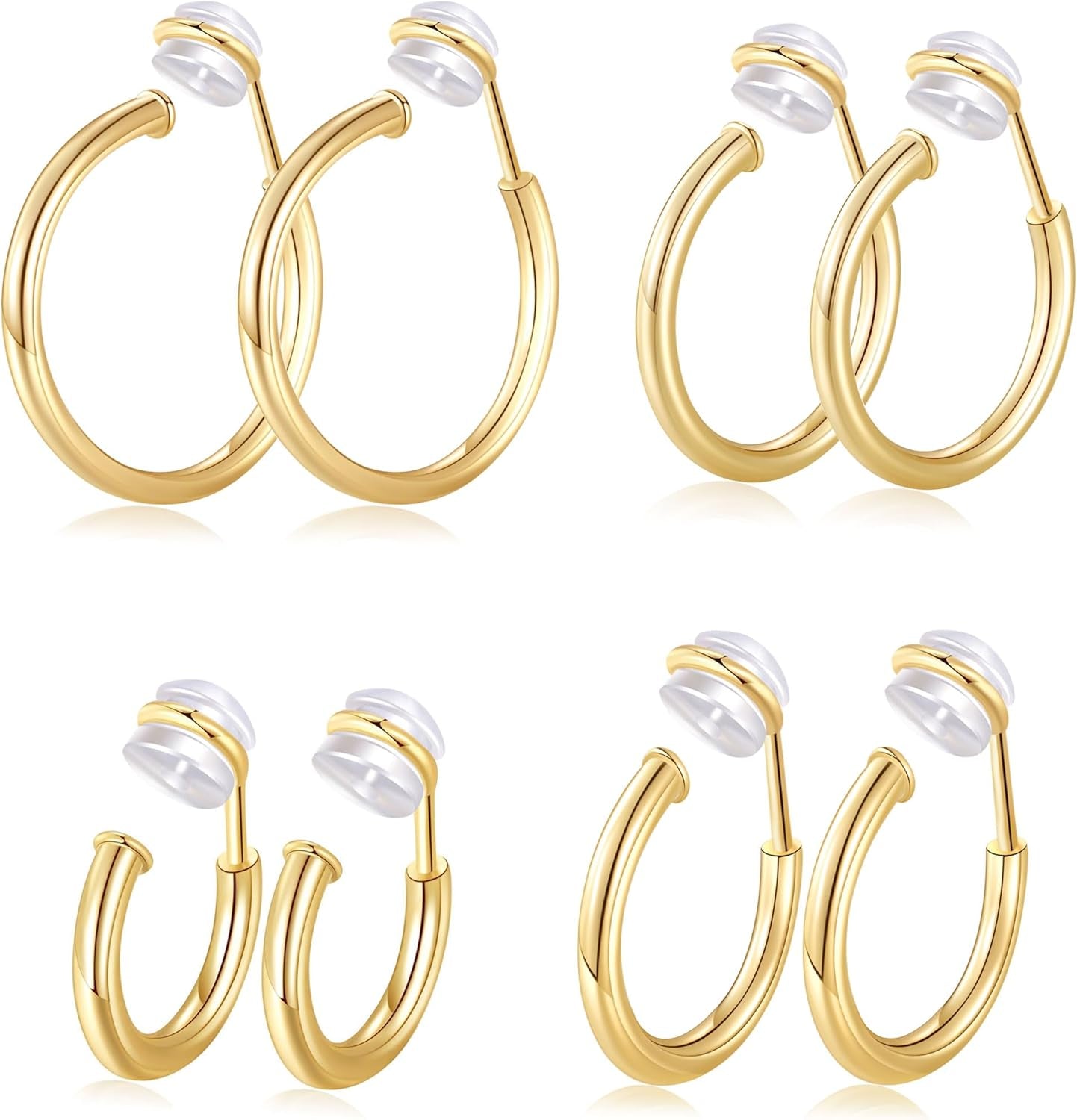 PLOMFOV Clip on Hoop Earrings for Women Non Pierced Earrings Clip on Gold Hoops Fake Earrings Clips for Non-Pierced Ears 10-20MM