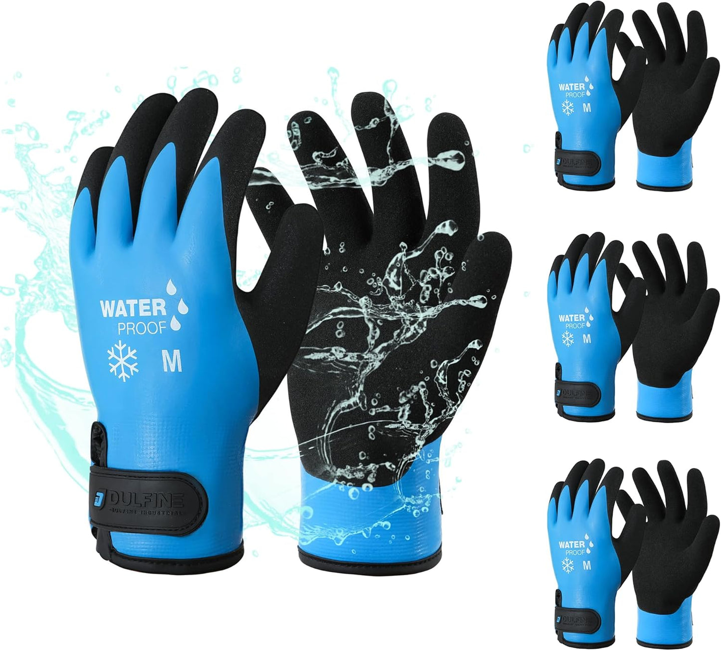 DULFINE 100% Waterproof Winter Work Gloves for Men and Women,Foam Latex Coated and Thermal Insulated Gloves for Cold Weather