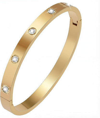 14K gold plated friendship and love bangle bracelet set