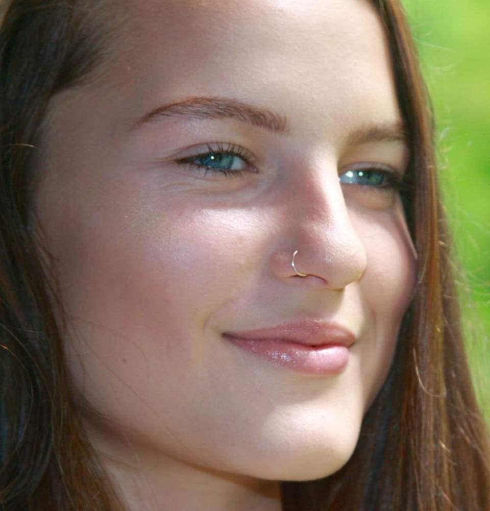 Fake Nose Rings,Faux Piercing Jewelry 20G 8Mm Fake Nose Ring Hoop for Faux Lip Septum Nose Ring Set