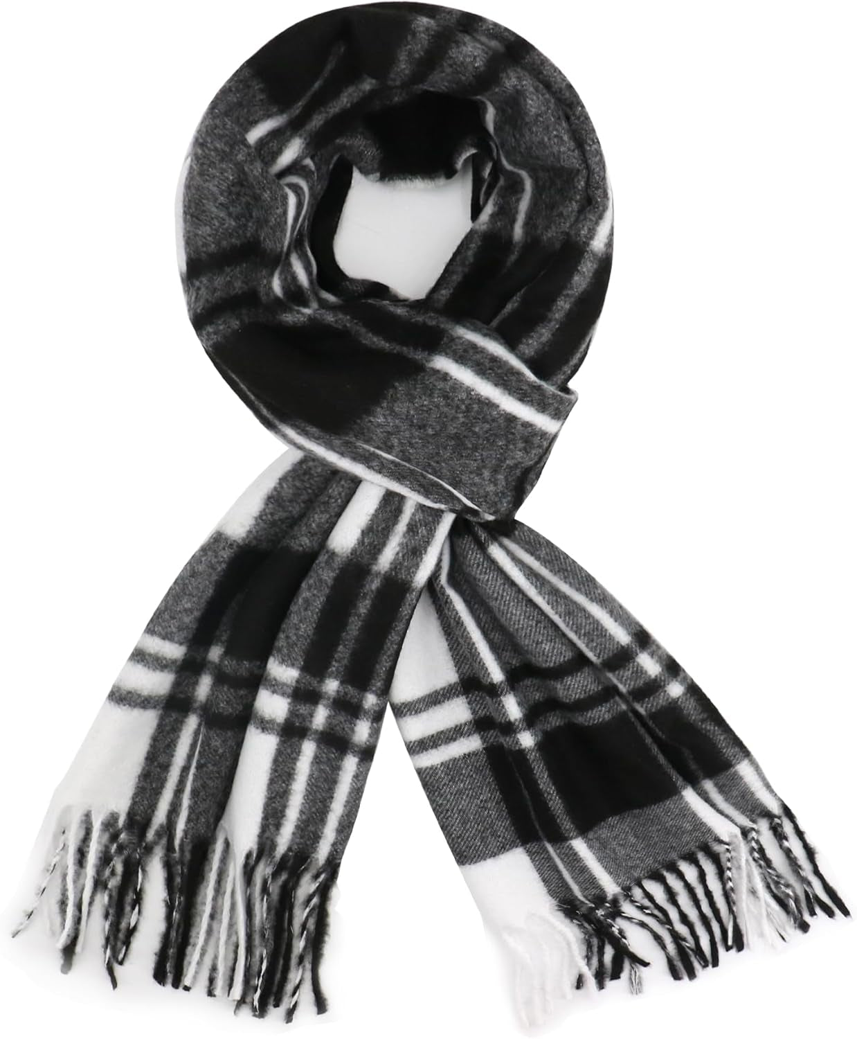 Plaid Scarf for Women Men, Lightweight Classic Tartan Tassel Scarves Fashion Warm Winter Chunky Scarf Cold Weather