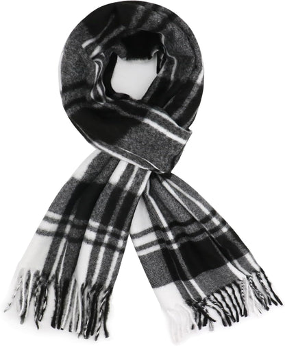 Plaid Scarf for Women Men, Lightweight Classic Tartan Tassel Scarves Fashion Warm Winter Chunky Scarf Cold Weather