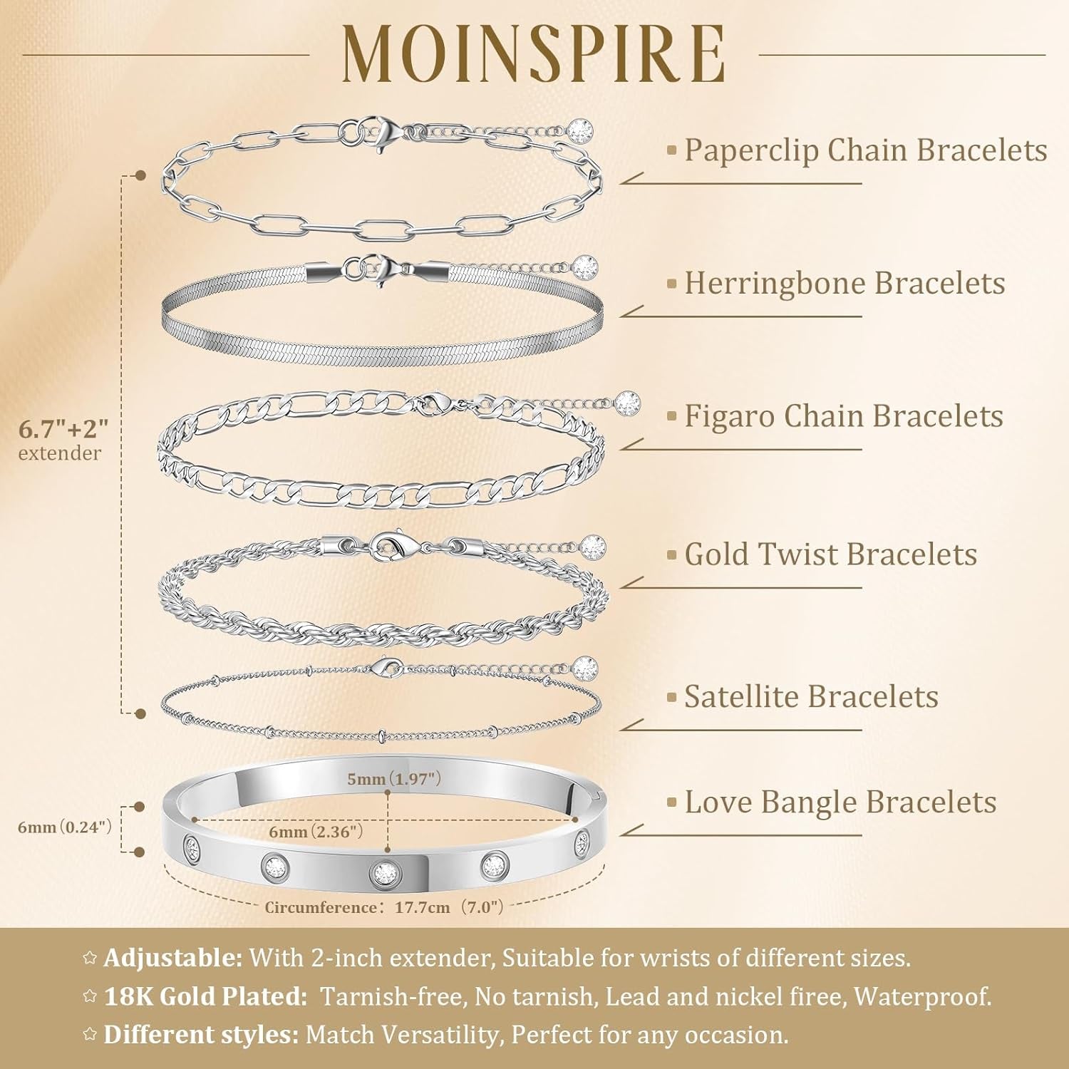 Gold Bracelets for Women Non Tarnish, Dainty 18K Gold Plated Bracelets Stack Trendy Waterproof Stackable Bangles, Cuban Link Paperclip Chain Jewelry Set Fashion Accessories Gifts for Women