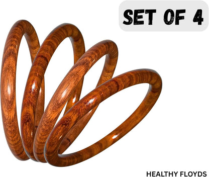 Handmade Natural Wooden Bangle Set (4 Pieces) for Women | Natural Wood Bangles Christmas Gift Jewelry for Her | Eco-Friendly Artisan Crafted Gift
