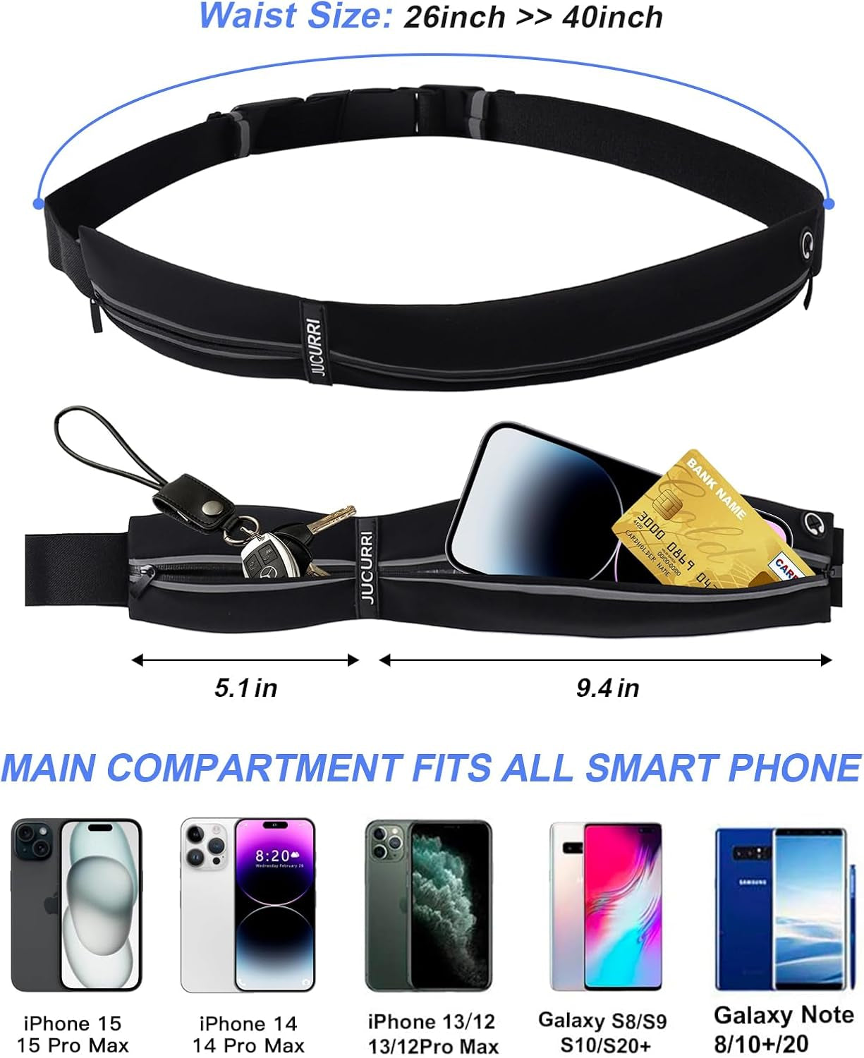 Reflective trim detail on runners waist pack
