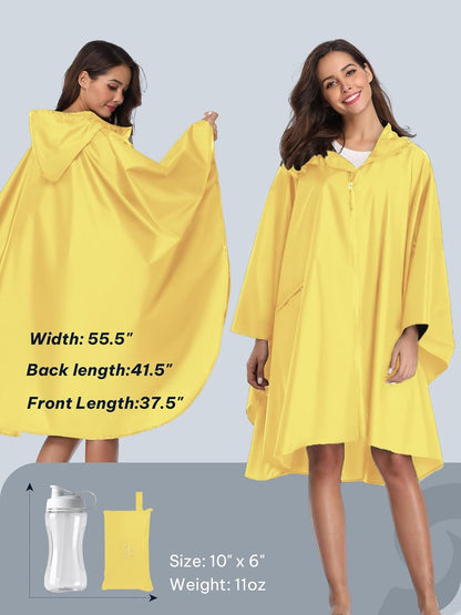 Detail of hood and pocket placement on rain poncho