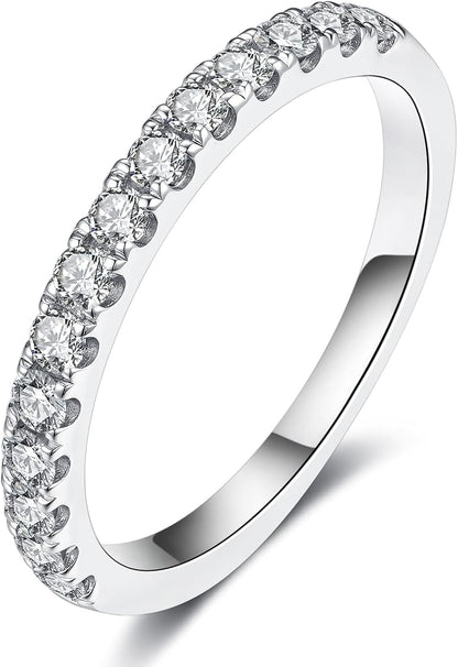 IMOLOVE Lab Grown Diamond Wedding Bands, 0.3-0.42 Carat, Eternity Rings in 18K White Gold & Sterling Silver Size 4-11