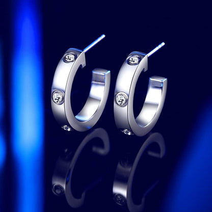 Love Earrings for Women Hoop Earrings Stainless Steel Earrings with Cubic Zirconia Stones Earrings Birthday Jewelry Christmas Gifts for Women Her