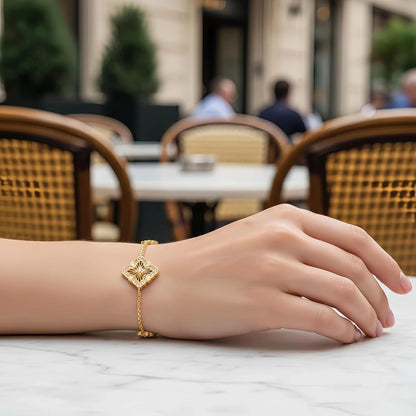 18K Gold Plated Clover Lucky Love Bangle Bracelet Set for Women, Non Tarnish Stacking Friendship Bracelet Set, Christmas Anniversary Birthday Gift