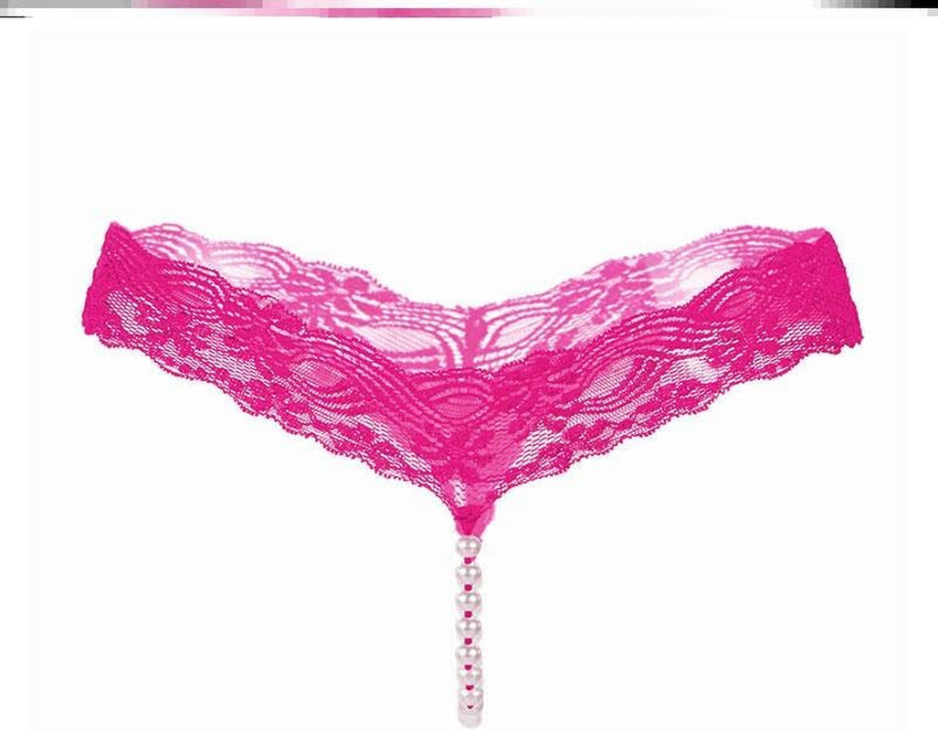 Cute pearl chain lingerie G-string detail close-up