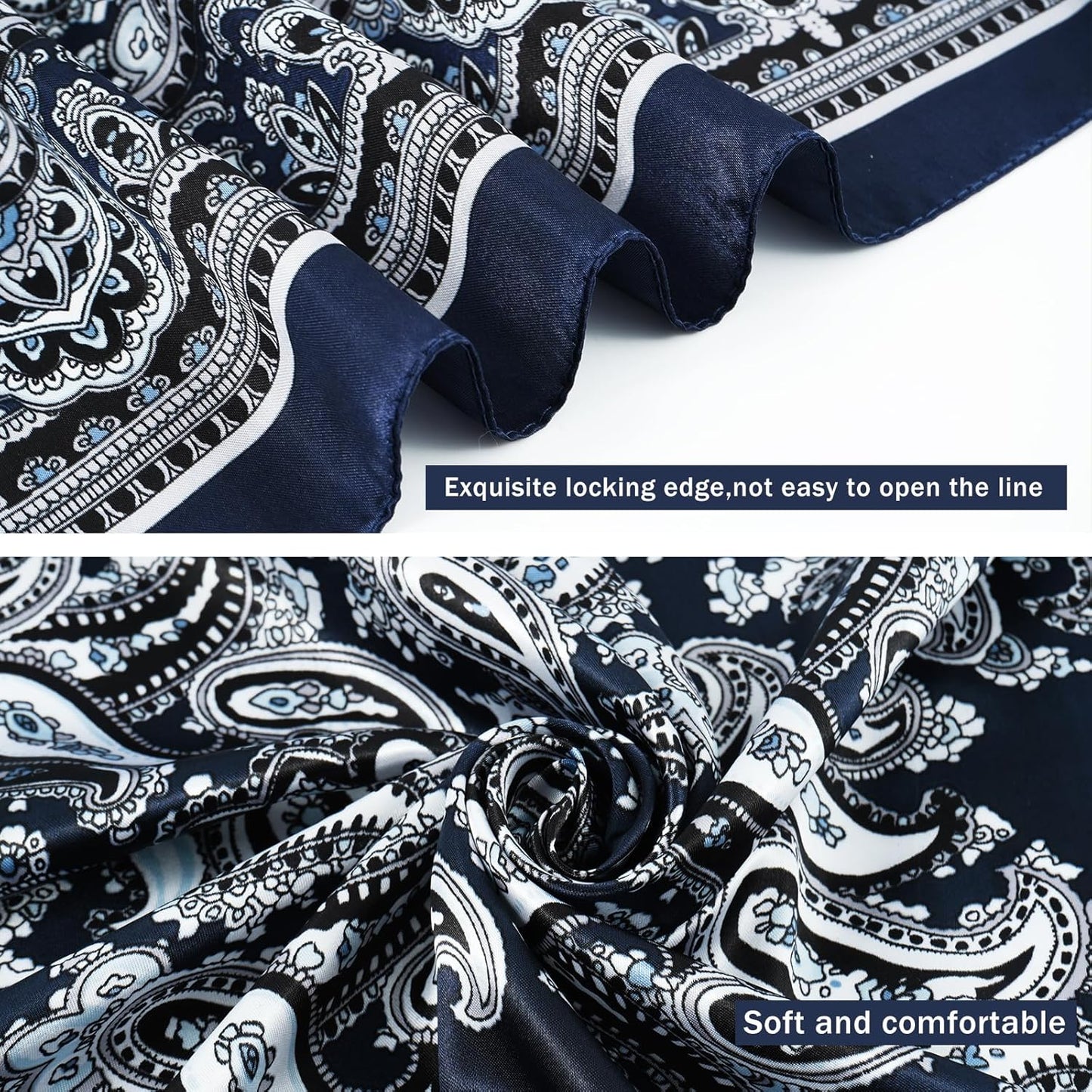 GERINLY 35 Inch Wild Rag Cowboy Scarves for Men, Large Rancher Neckerchief Silk Feel, Oversize Western Bandana