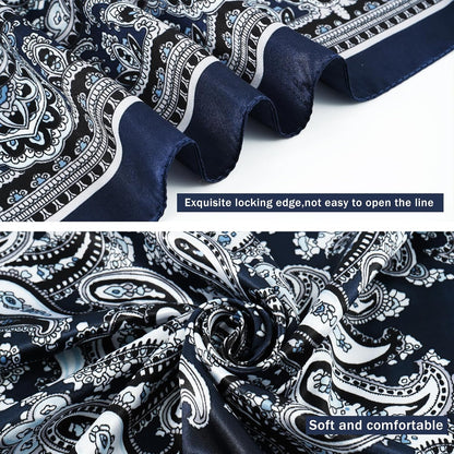 GERINLY 35 Inch Wild Rag Cowboy Scarves for Men, Large Rancher Neckerchief Silk Feel, Oversize Western Bandana