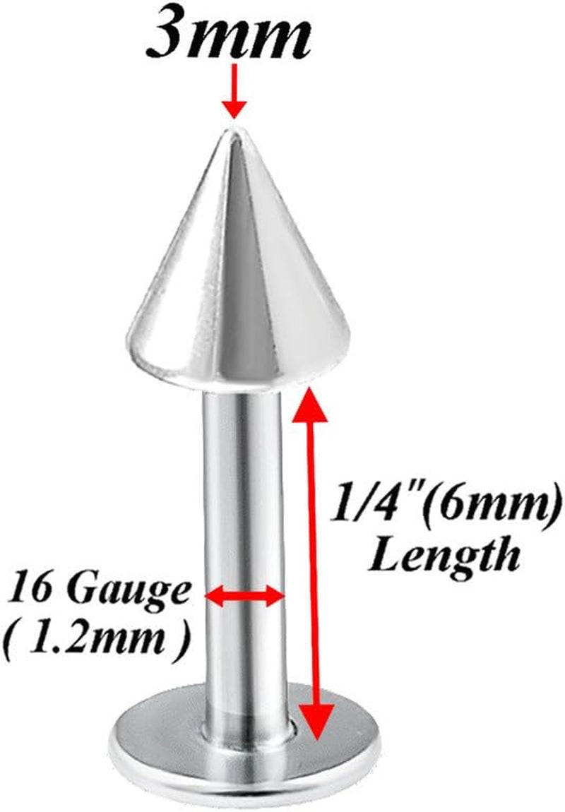 Bodyjewelrytrend 4Pcs 16G Labret Stud Lip Ring Cartilage Tragus Snakebite Monroe Triple Forward Helix Conch Medusa Lobe Black Spike Pick Size