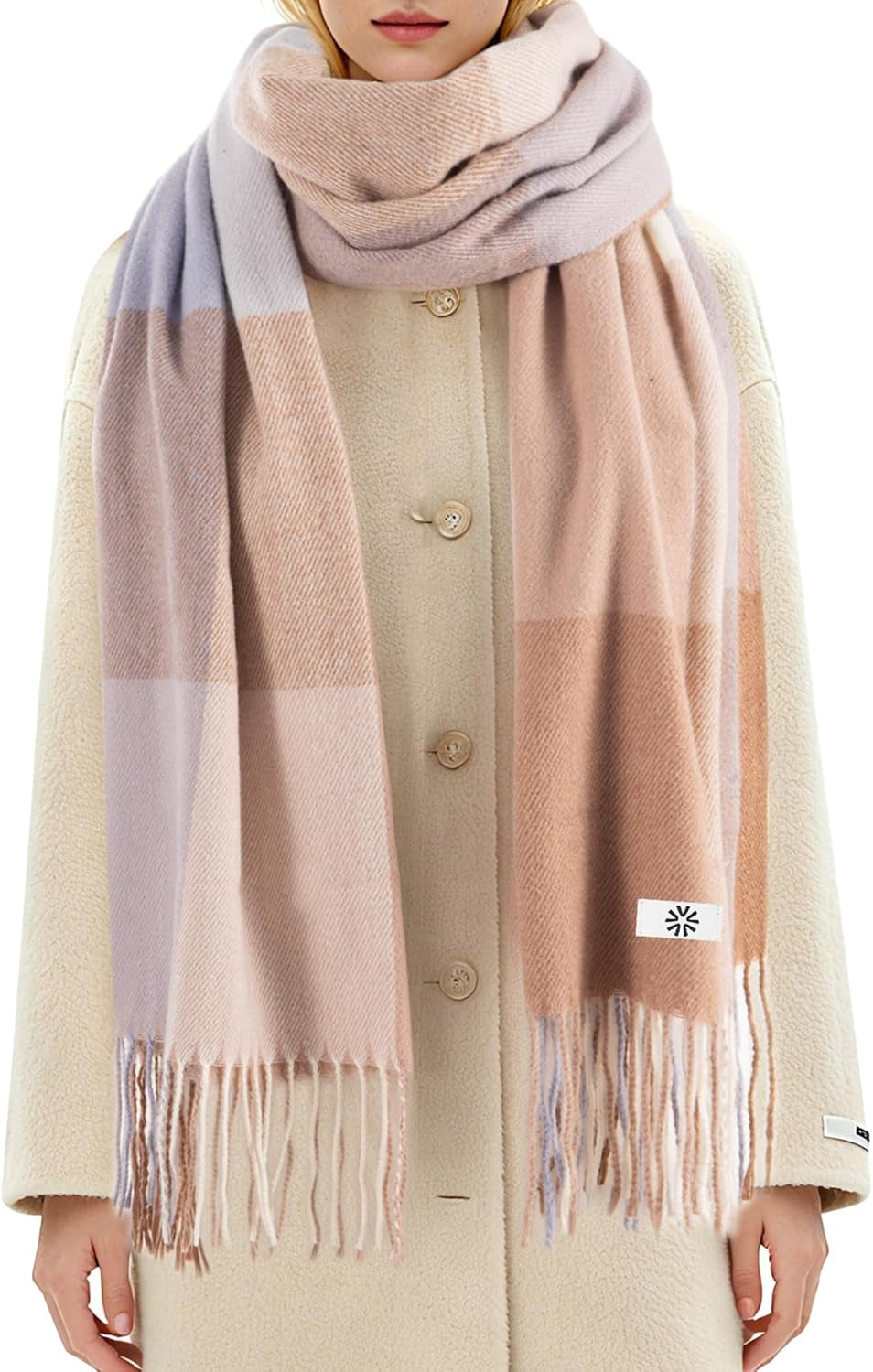 Women'S Winter Plaid Scarf Warm Thick Long Shawl Soft Knit Perfect Cold Weather Gift