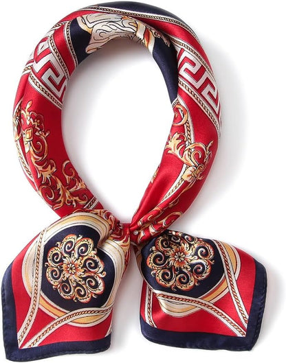 ANDANTINO 100% Mulberry Silk Scarf -21” Lightweight Square Neckerchief – Breathable Digital Printed Scarves with Gift Packed