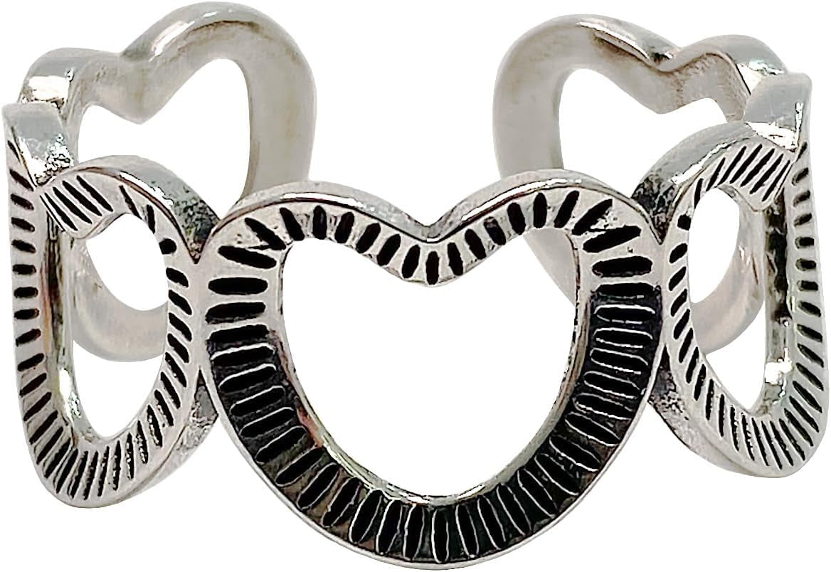 Handmade Vintage 925 Sterling Silver Wide Band Rings for Women/Men,Adjustable Thumb Finger Ring