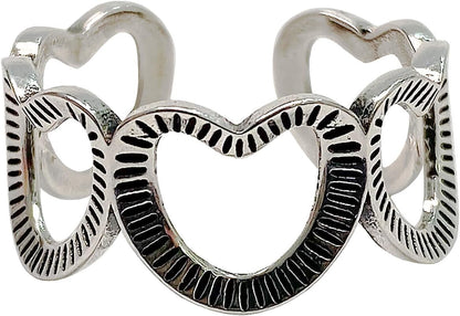 Handmade Vintage 925 Sterling Silver Wide Band Rings for Women/Men,Adjustable Thumb Finger Ring