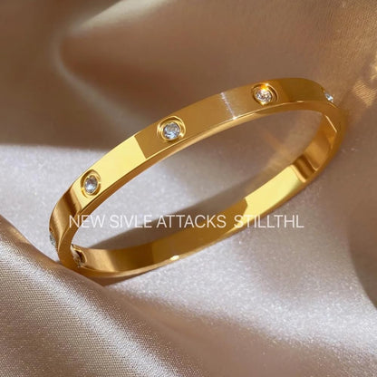 18K Gold Plated Crystal Bracelet Set 4PCS Sister Trio Love Bangle, Silver/Steel/Rose Gold & Adjustable Jewelry