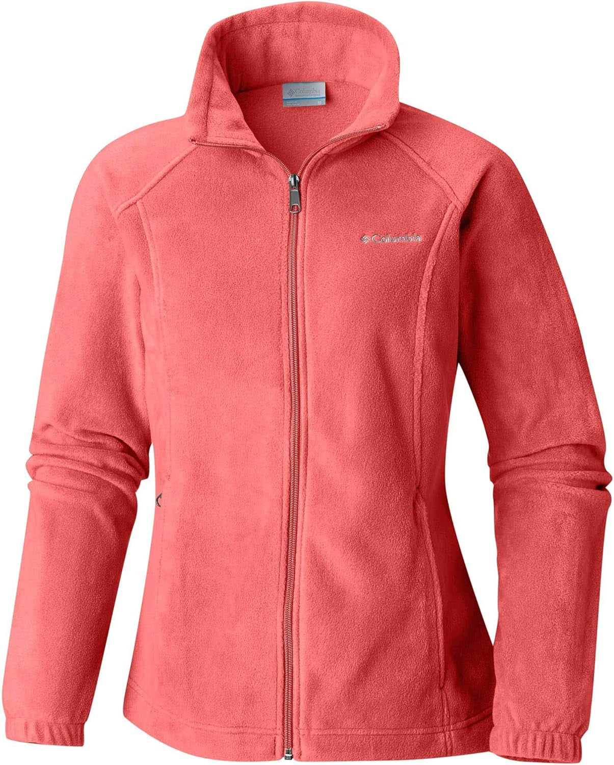 Close-up texture of soft fleece material in Columbia jacket