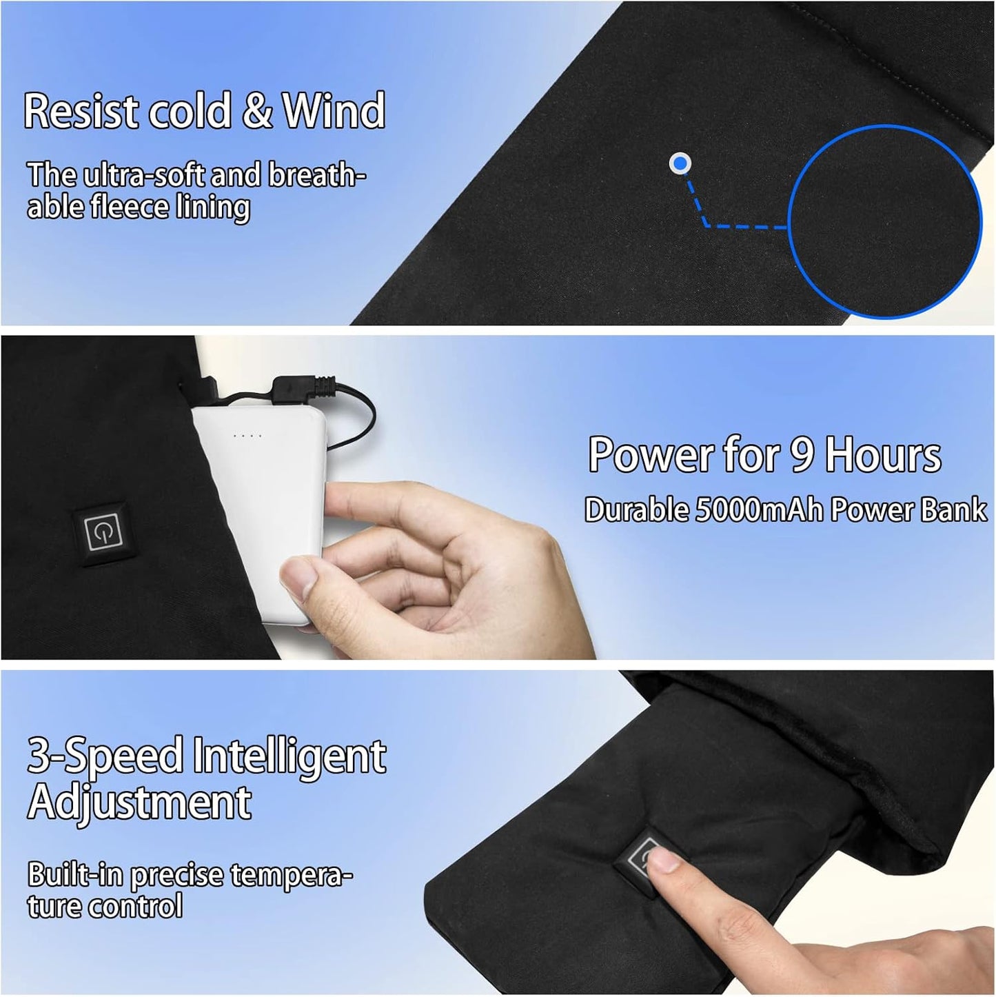 2024 Upgraded Heated Scarf for Men/Women Three Temp Settings with 5000Mah Power Bank