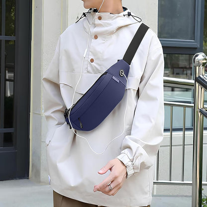 Large Crossbody Waist Bag with 3 Zipper Pockets and Earphone Port, Hands-Free Wallet and Phone Bag for Travel, Running, Festivals, and Sports, Fits All Cell Phones - Black