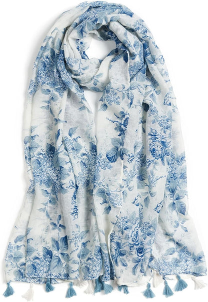 Scarf for Women Lightweight Soft Floral Leopard Printed Scarves Fall Winter Fashion Shawl Wrap with Fringe