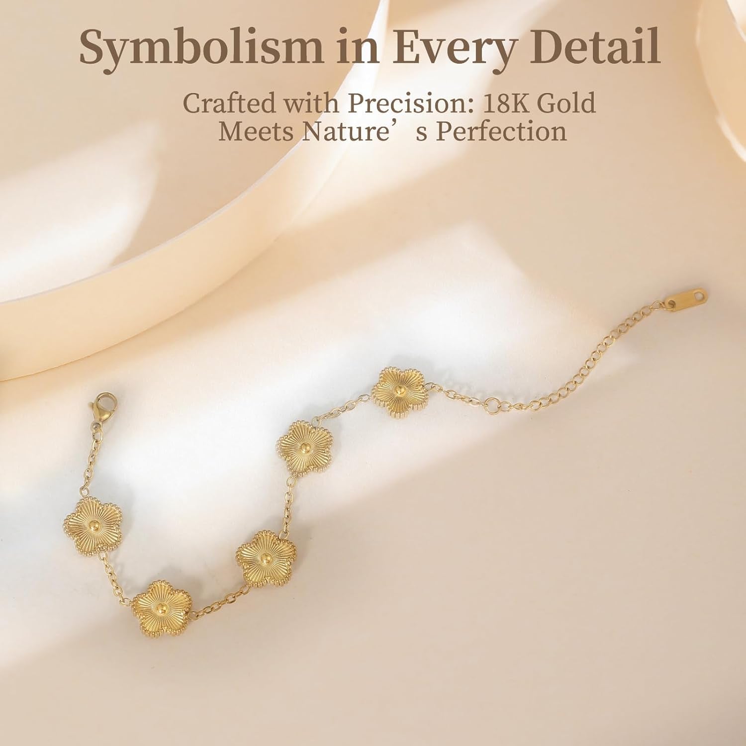 18K Gold Plated Clover Bracelet Set Dupes Bracelet for Women Flower Lucky Clover Bracelets Trendy Jewelry Birthday Gifts for Women/Mom/Friends/Besties/Sister